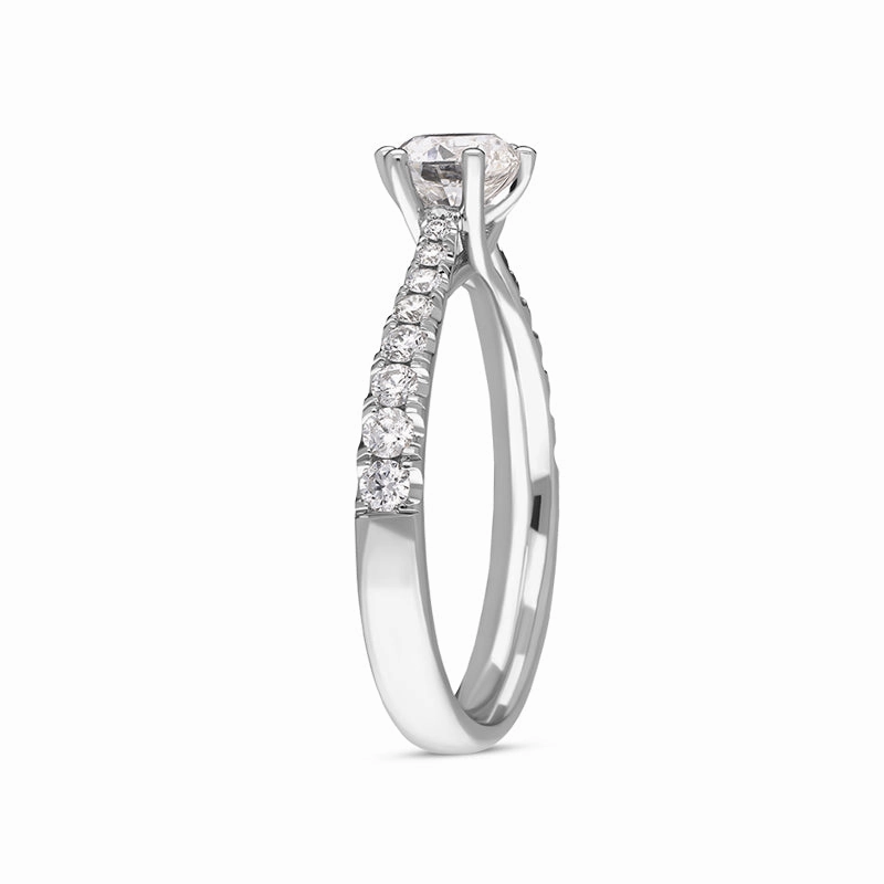 Platinum Diamond Certified Solitaire Shoulder Set Ring