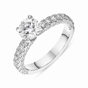 Platinum Diamond Certified Solitaire Shoulder Set Ring