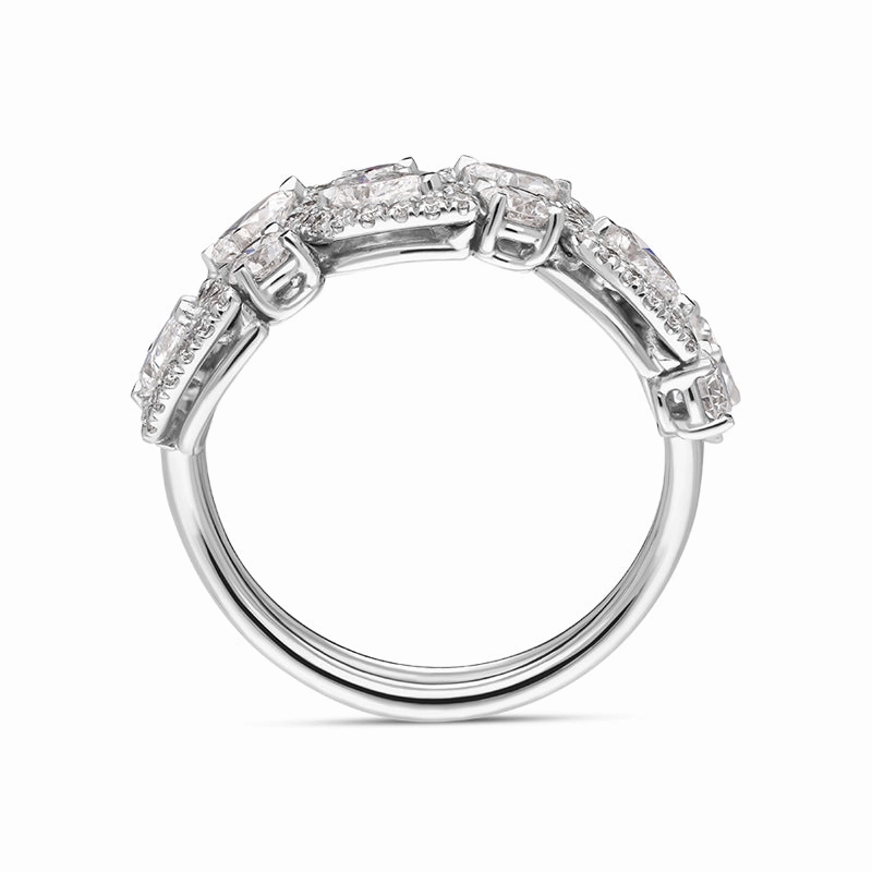 Platinum Diamond Pear Cut Statement Cluster Ring