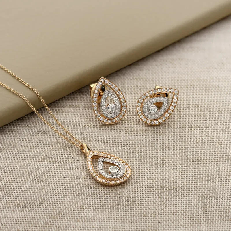 Ponte Vecchio 18ct Rose Gold 0.55ct Diamond Pear Earrings D