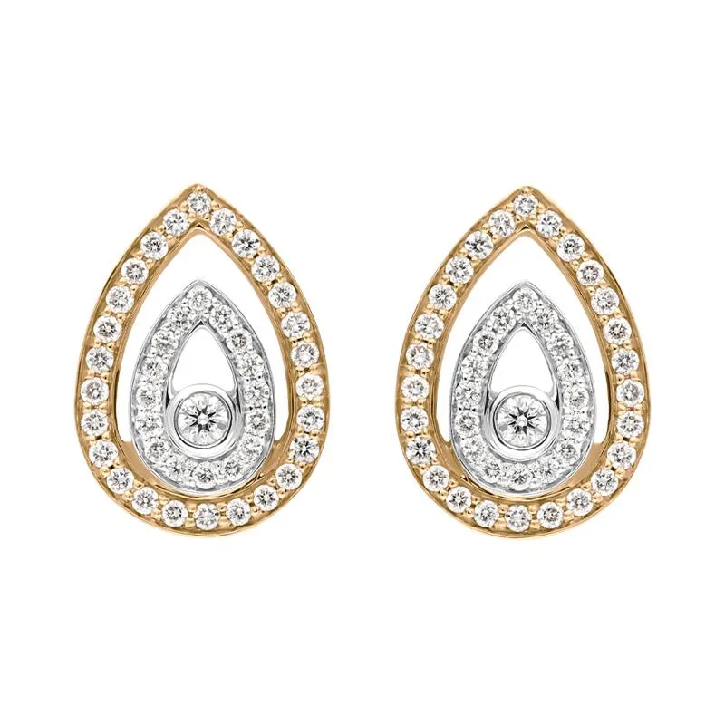 Ponte Vecchio 18ct Rose Gold 0.55ct Diamond Pear Earrings D