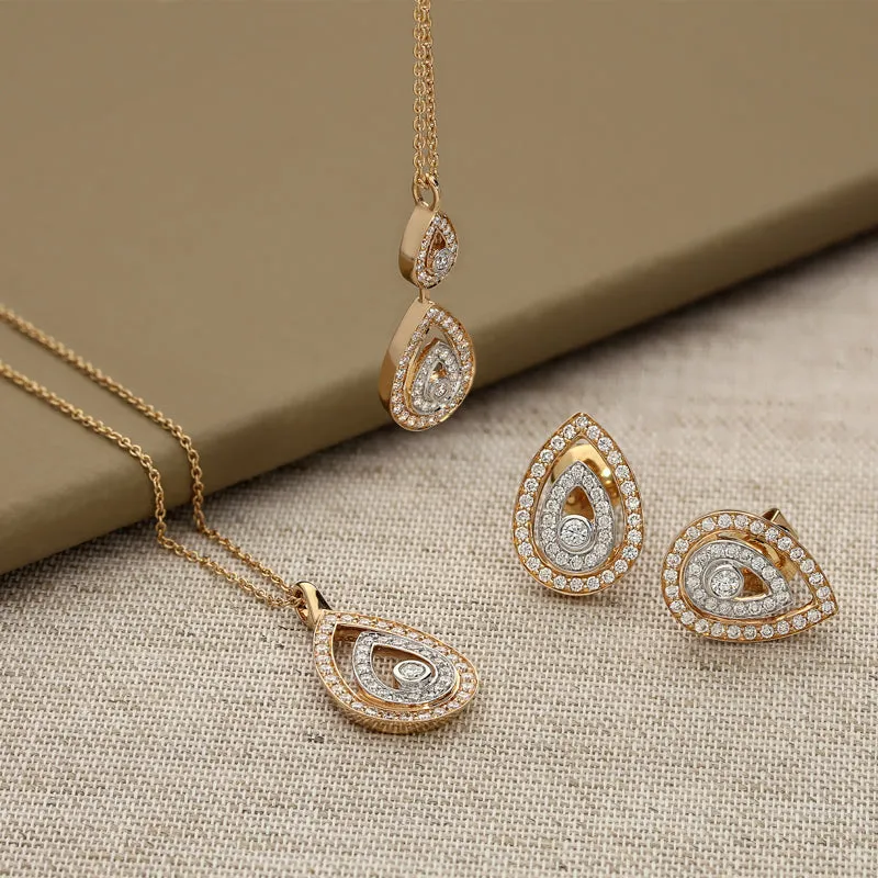 Ponte Vecchio 18ct Rose Gold 0.55ct Diamond Pear Earrings D