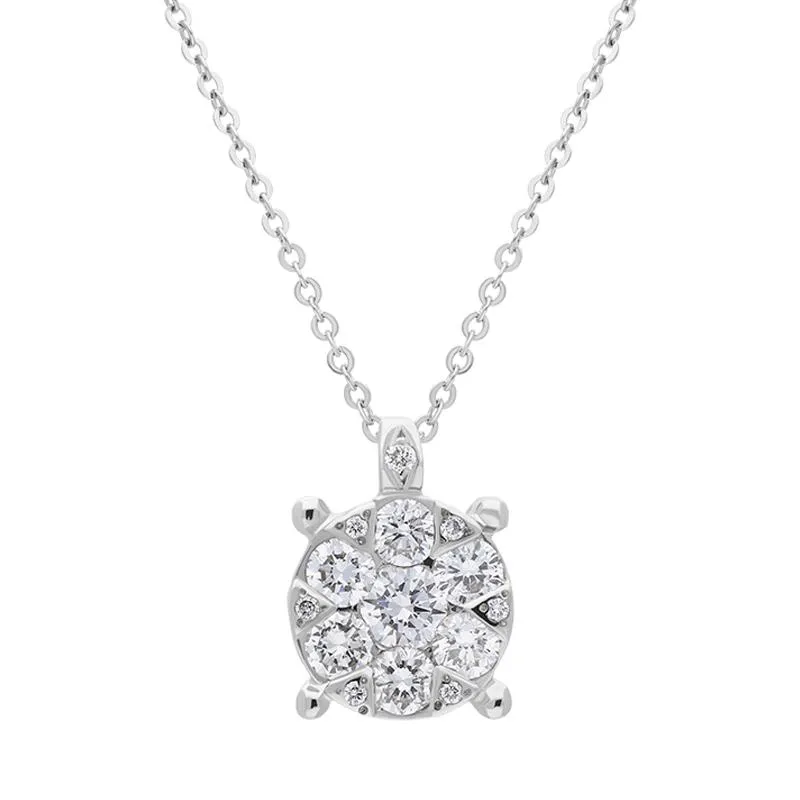 Ponte Vecchio 18ct White Gold 0.50ct Diamond Cluster Necklace D