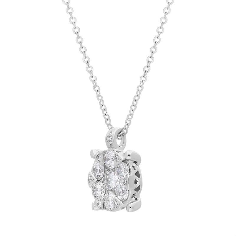Ponte Vecchio 18ct White Gold 0.50ct Diamond Cluster Necklace D