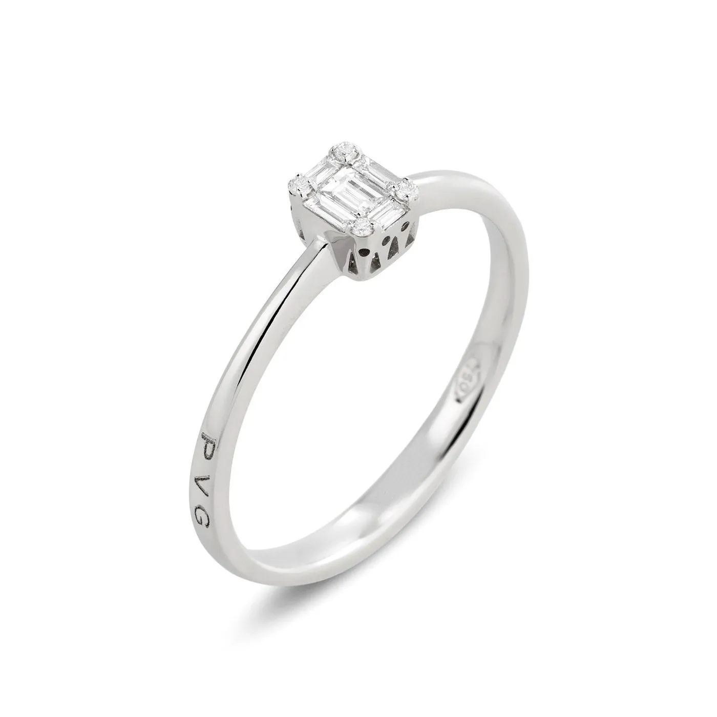 Ponte Vecchio Benvenuto 18ct White Gold 0.14ct Diamond Baguette Cluster Ring