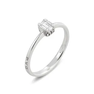 Ponte Vecchio Benvenuto 18ct White Gold 0.14ct Diamond Baguette Cluster Ring