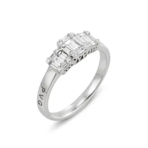 Ponte Vecchio Benvenuto 18ct White Gold 0.53ct Diamond Baguette Trilogy Ring