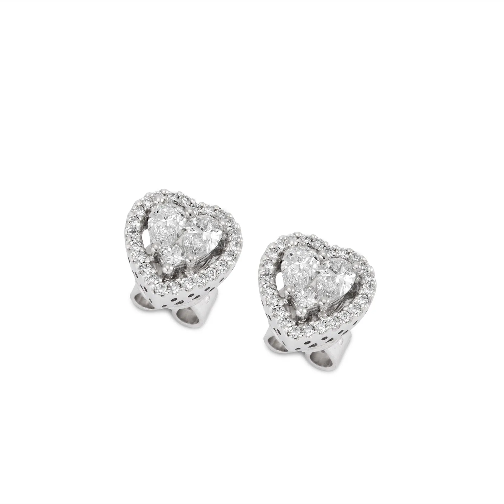 Ponte Vecchio Benvenuto 18ct White Gold 0.72ct Diamond Heart Earrings