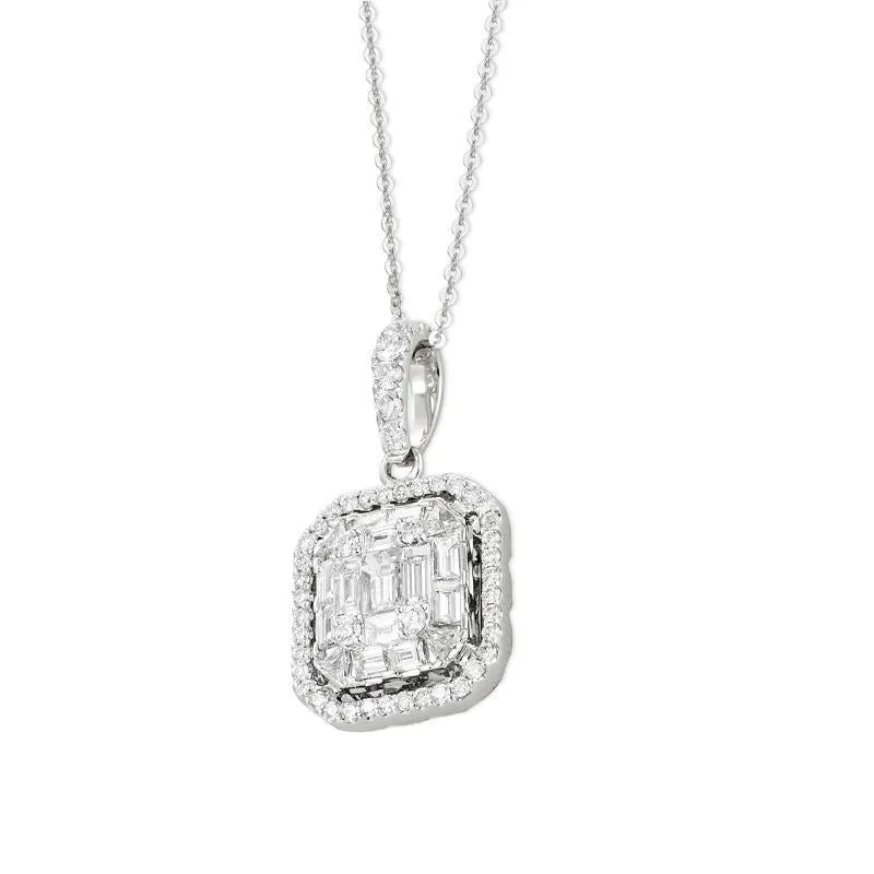 Ponte Vecchio Benvenuto 18ct White Gold 1.07ct Diamond Cluster Necklace