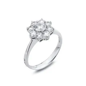 Ponte Vecchio Eternity 18ct White Gold 1.21ct Diamond Floral Cluster Ring