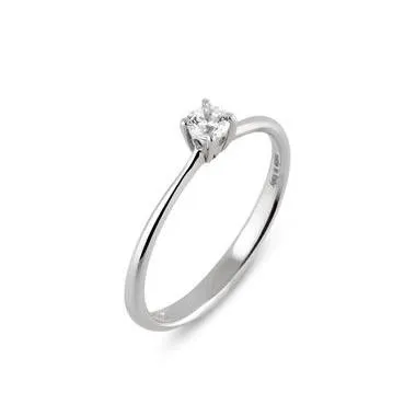 Ponte Vecchio Love Promise 18ct White Gold 0.10ct Diamond Solitaire Ring