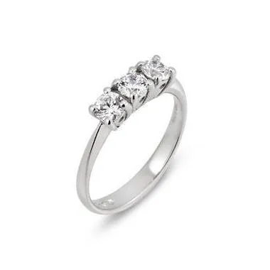 Ponte Vecchio Love Promise 18ct White Gold 0.75ct Diamond Trilogy Ring