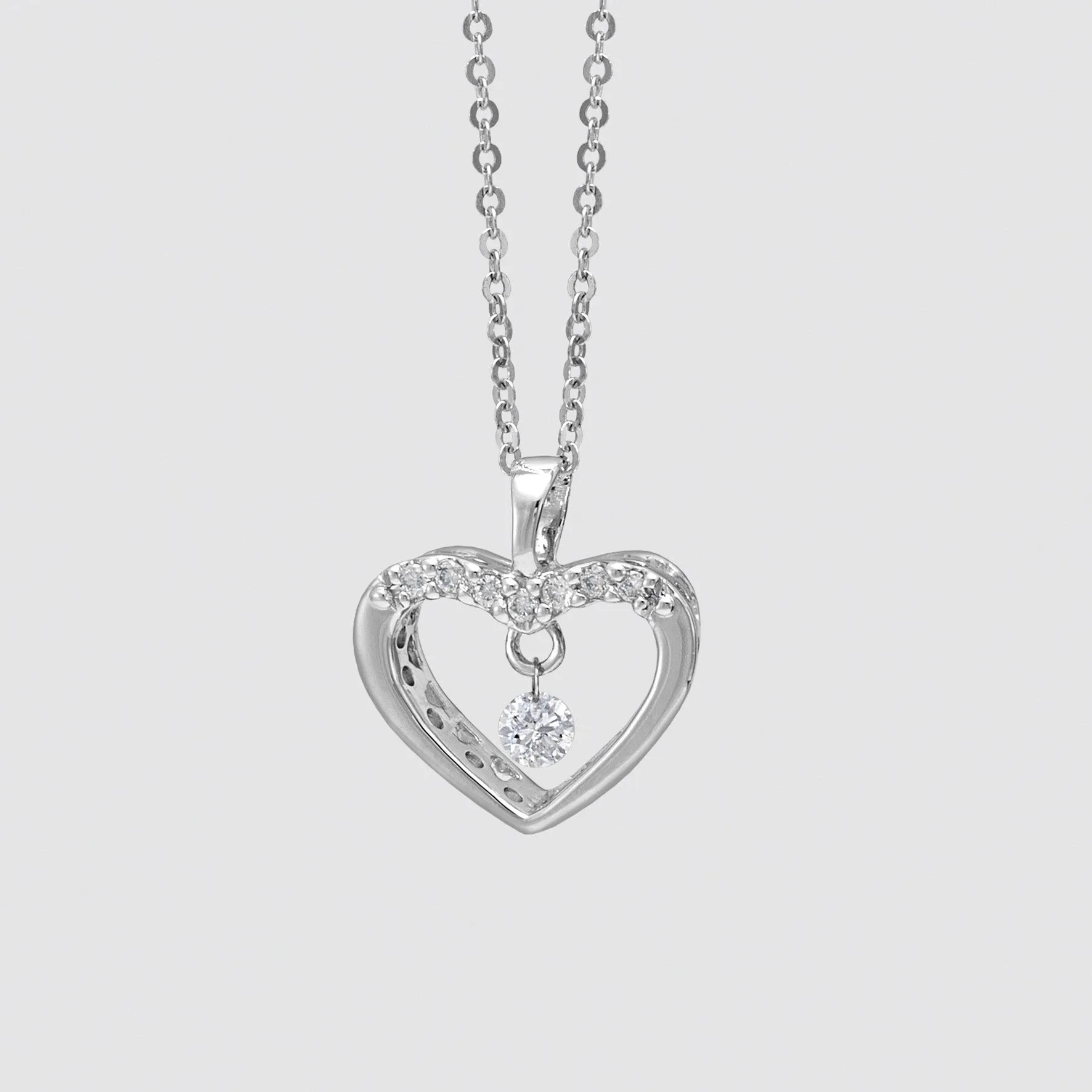 Ponte Vecchio Necklace Heart Diamond 18ct White Gold