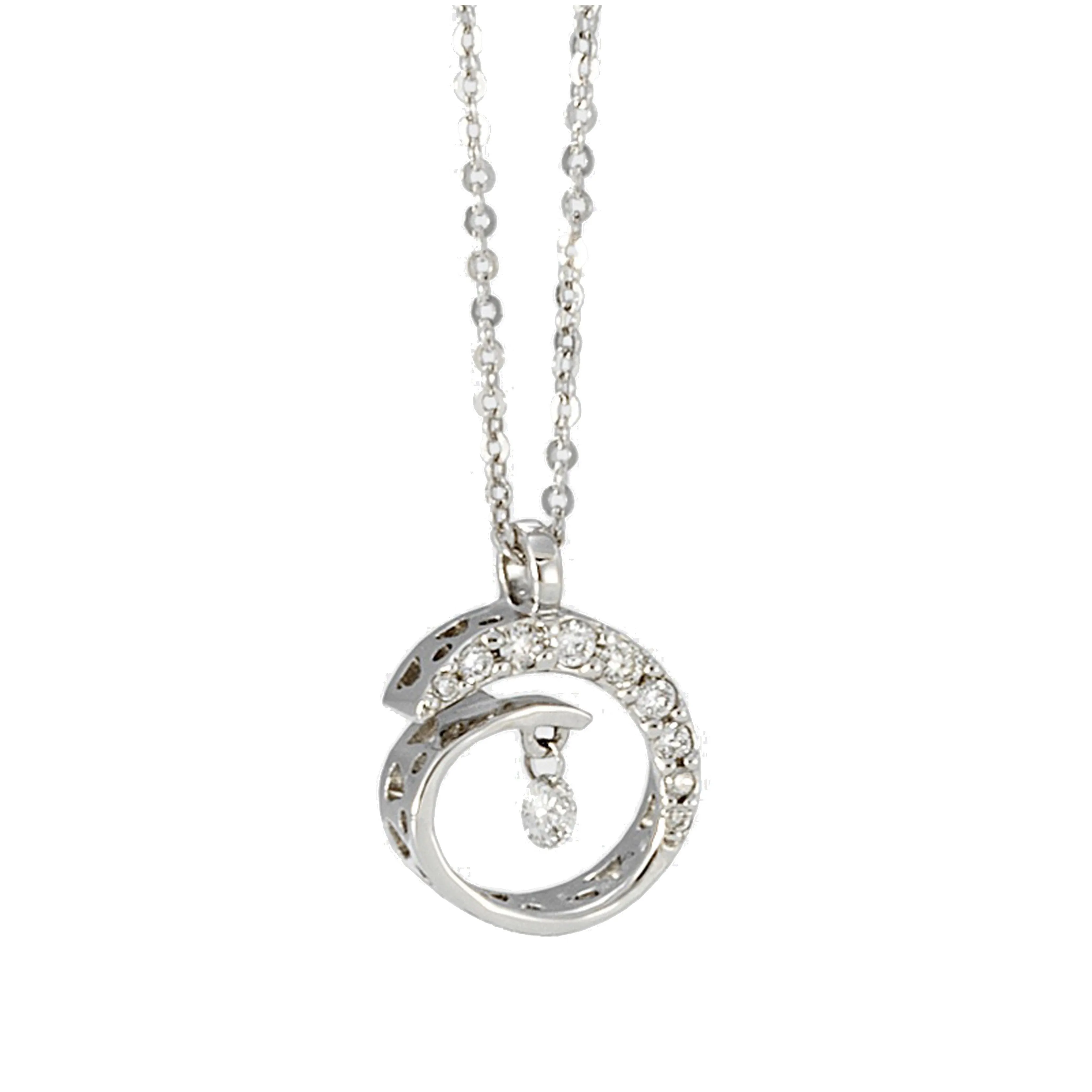 Ponte Vecchio Vega 18ct White Gold 0.12ct Diamond Twist Necklace