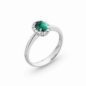 Ponte Vecchio Eternity 18ct White Gold 0.50ct Emerald Diamond Oval Cut Ring