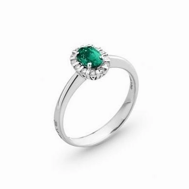 Ponte Vecchio Eternity 18ct White Gold 0.50ct Emerald Diamond Oval Cut Ring