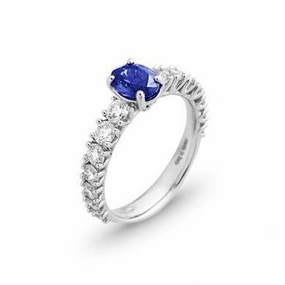 Ponte Vecchio Eternity 18ct White Gold 1.20ct Sapphire Diamond Oval Cut Ring
