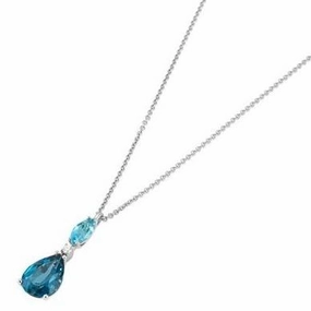 Ponte Vecchio Iris 18ct White Gold 2.30ct Blue Topaz Diamond Necklace