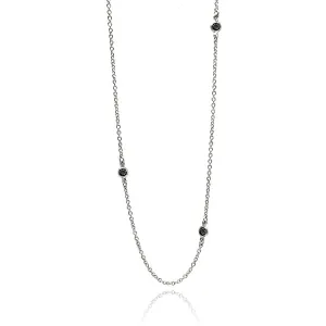 Rhodium Plated 925 Sterling Silver Black CZ By The Yard Necklace - STP00039BLK