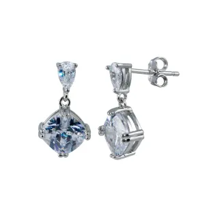 Rhodium Plated 925 Sterling Silver CZ Dangling Earring - STE01266