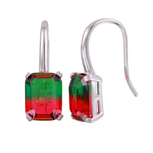 Rhodium Plated 925 Sterling Silver Dangling Gradient CZ Earrings - STE01190