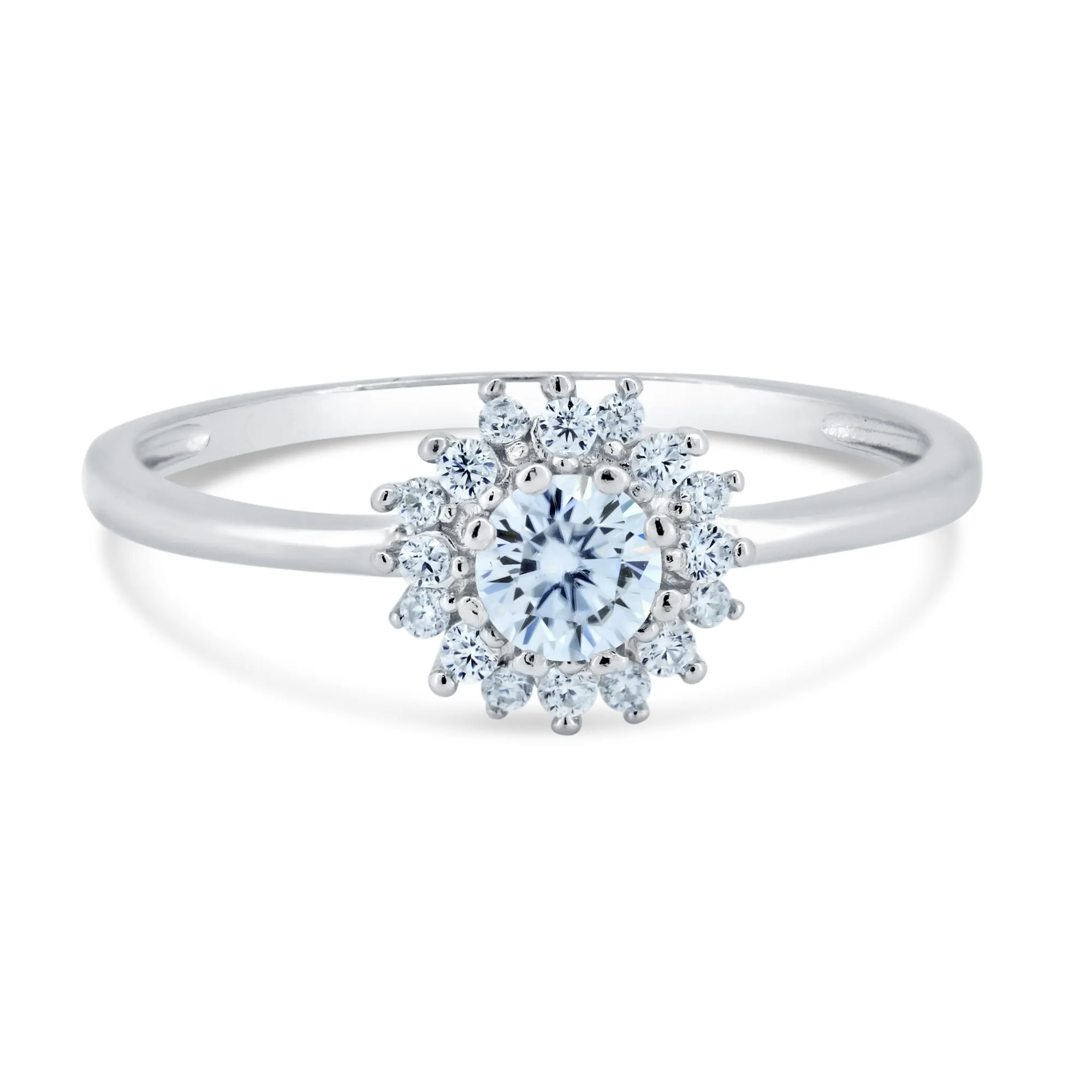 Rhodium Plated 925 Sterling Silver Flower Moissanite Ring - MGMR00004