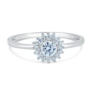 Rhodium Plated 925 Sterling Silver Flower Moissanite Ring - MGMR00004