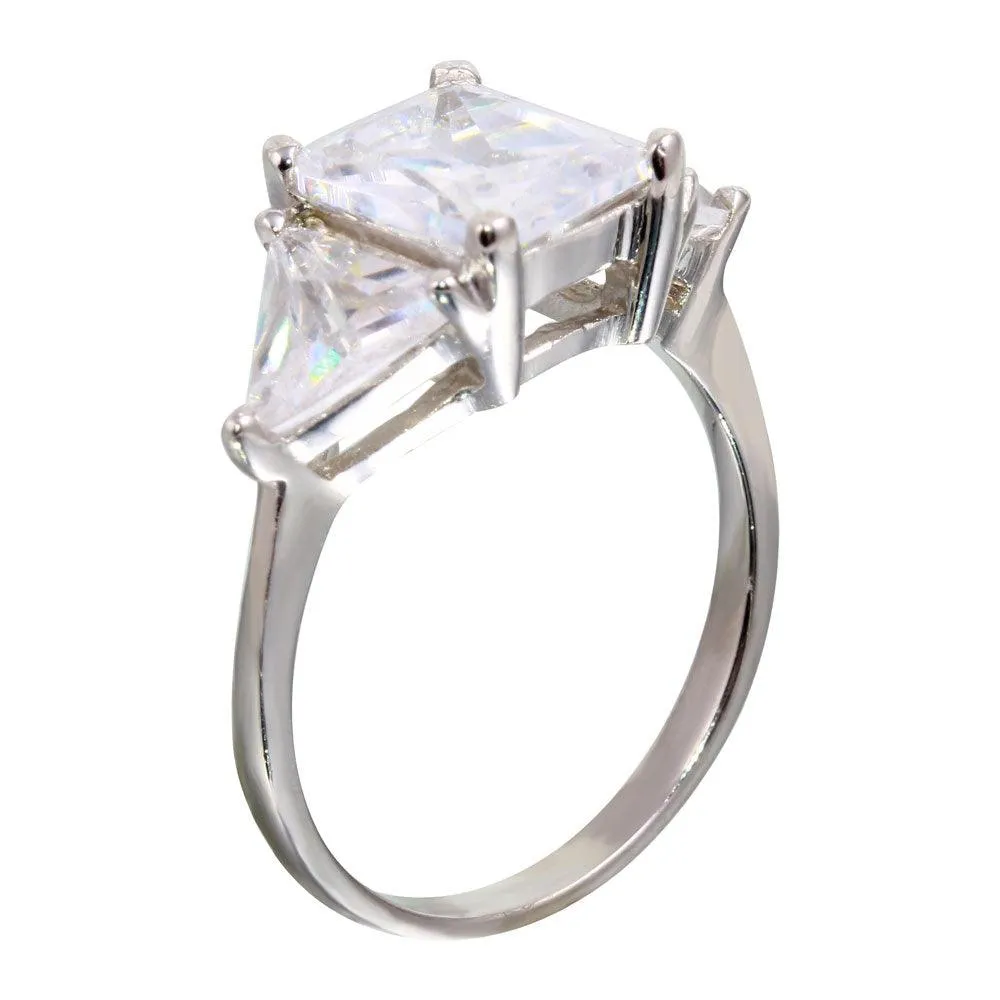 Rhodium Plated 925 Sterling Silver Past Present Future Ring - STR00702