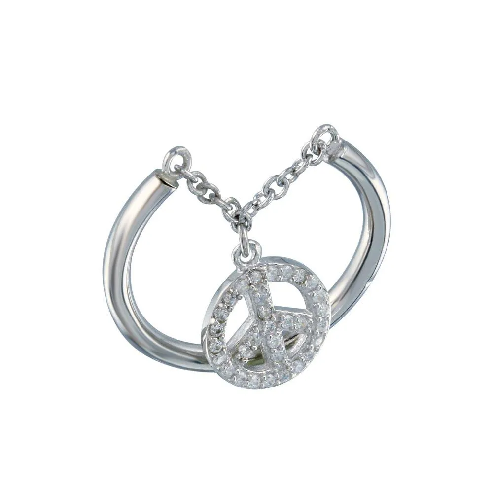 Rhodium Plated 925 Sterling Silver Peace Ring - STR01016