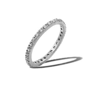 Rhodium Plated 925 Sterling Silver Plated Birthstone Inlay Eternity Ring April - BGR00339APR