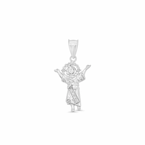 Rhodium Plated 925 Sterling Silver Baby Jesus 14.2mm x 21.9mm Pendant - GMP00183