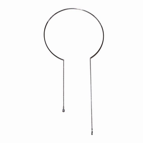 Rhodium Plated 925 Sterling Silver Cuff Wire Necklace with Asymmetrical Tear Drops - ITN00130RH