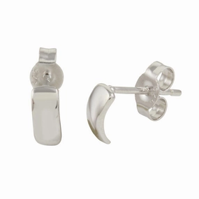 Rhodium Plated 925 Sterling Silver Curve Stud Earrings - STE01101