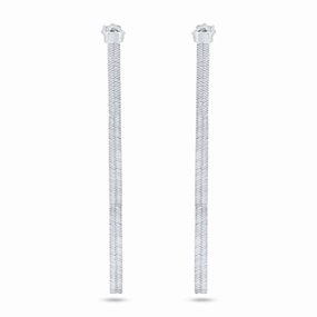 Rhodium Plated 925 Sterling Silver Herringbone Dangling Stud Earrings - ECE00065RH