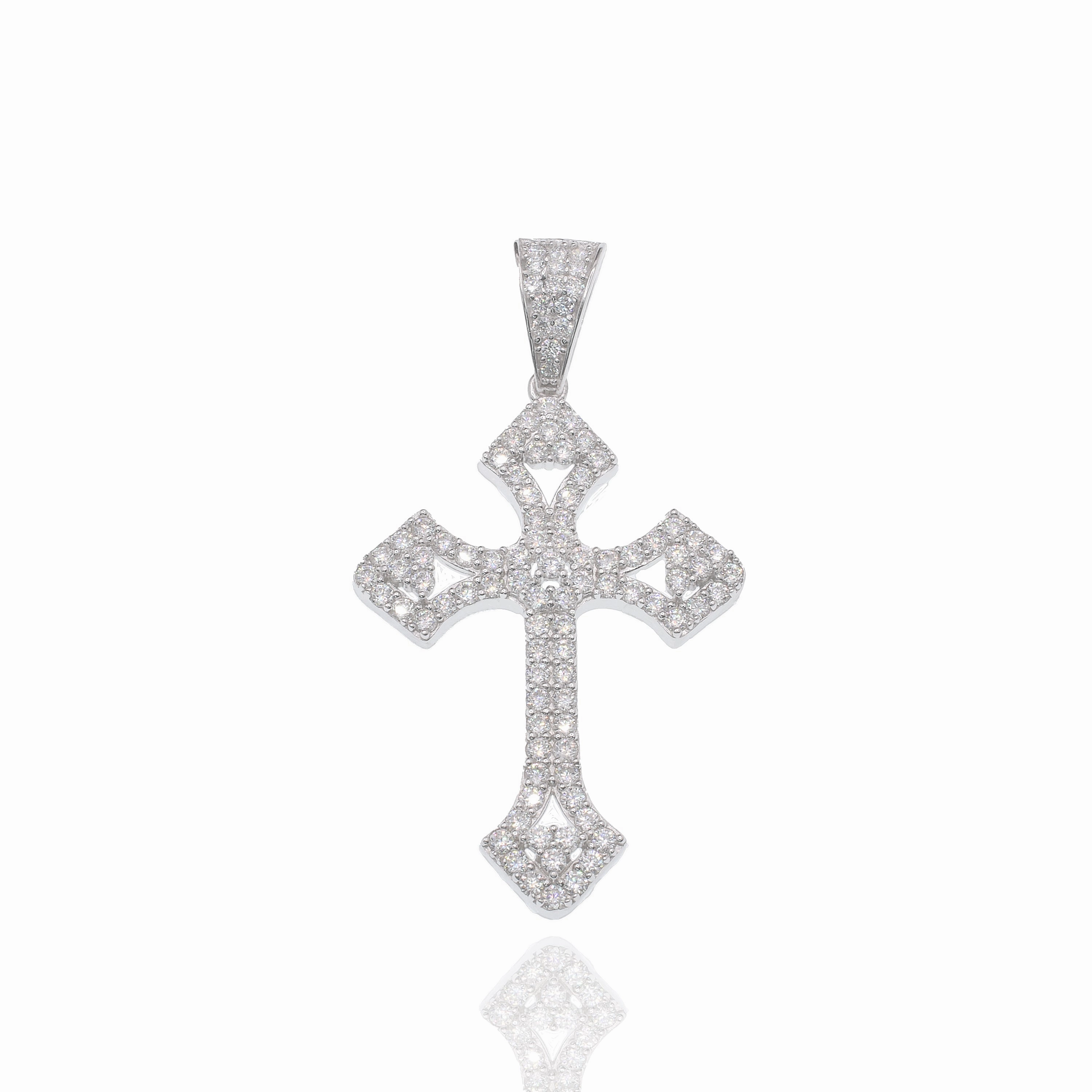 Rhodium Plated 925 Sterling Silver Moissanite Encrusted 25mm x 34mm Pendant - MPAP0001