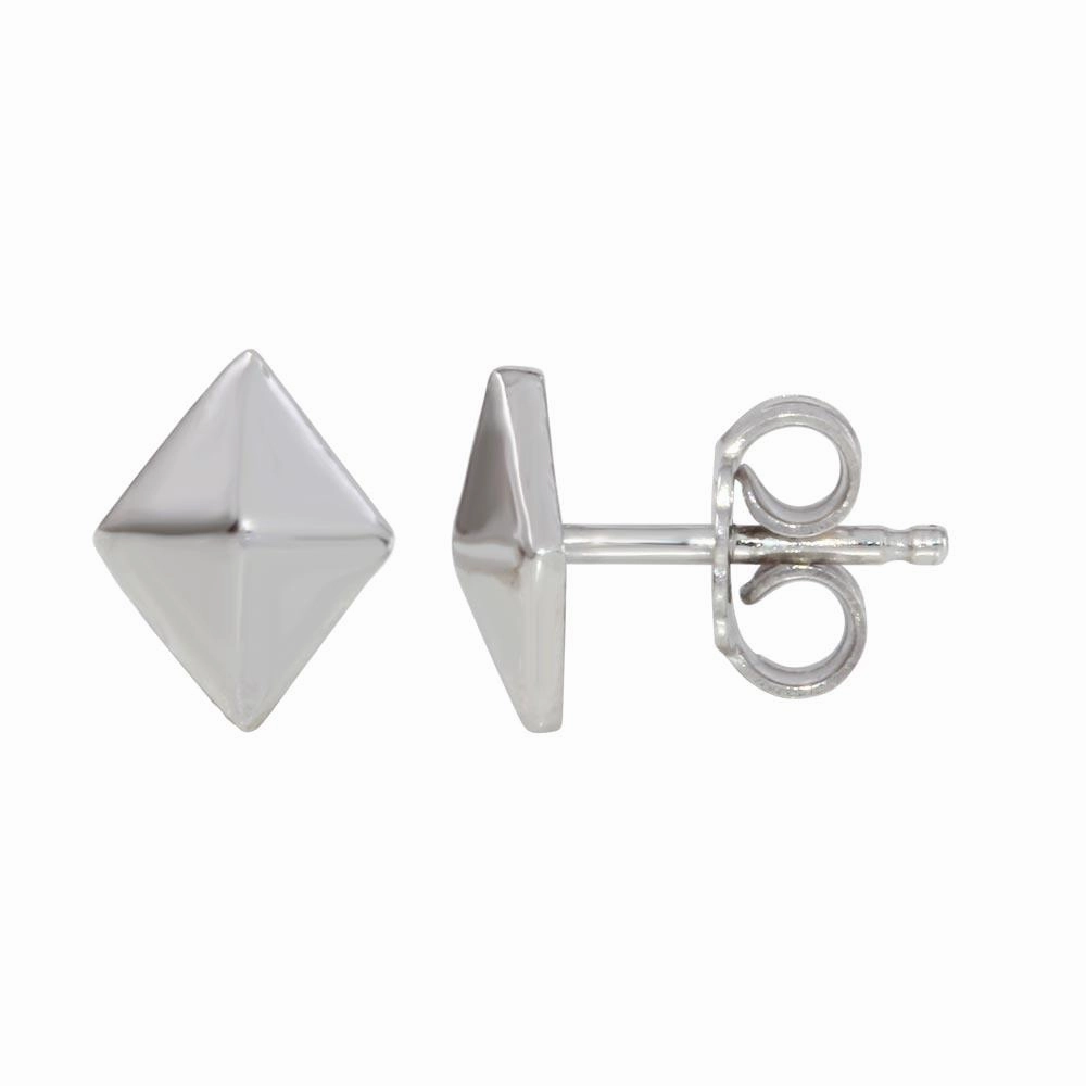 Rhodium Plated 925 Sterling Silver Stud Earrings - SOE00016