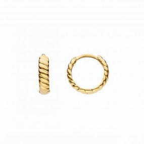 Ridged Gold Plated 10mm Hoop Earrings 66859GD