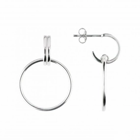 Ridged Linking Circle 30mm Stud Drop Earrings 6818HP