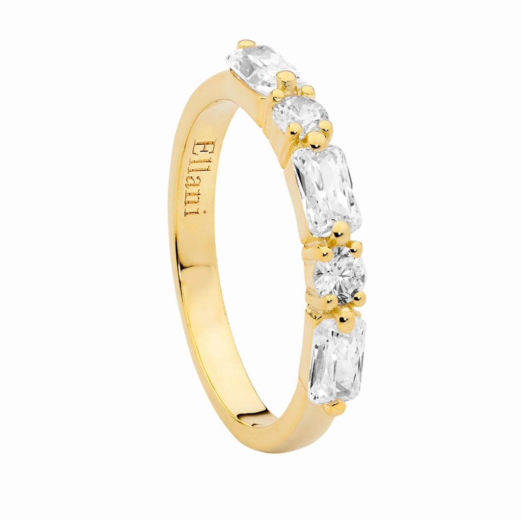 Ring - Round & Baguette Cubic Zirconia - 3 colours -  Size 7 (N1/2)