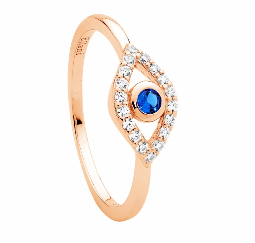Ring - Silver Blue CZ Bezel Evil Eye - Different Sizes Available