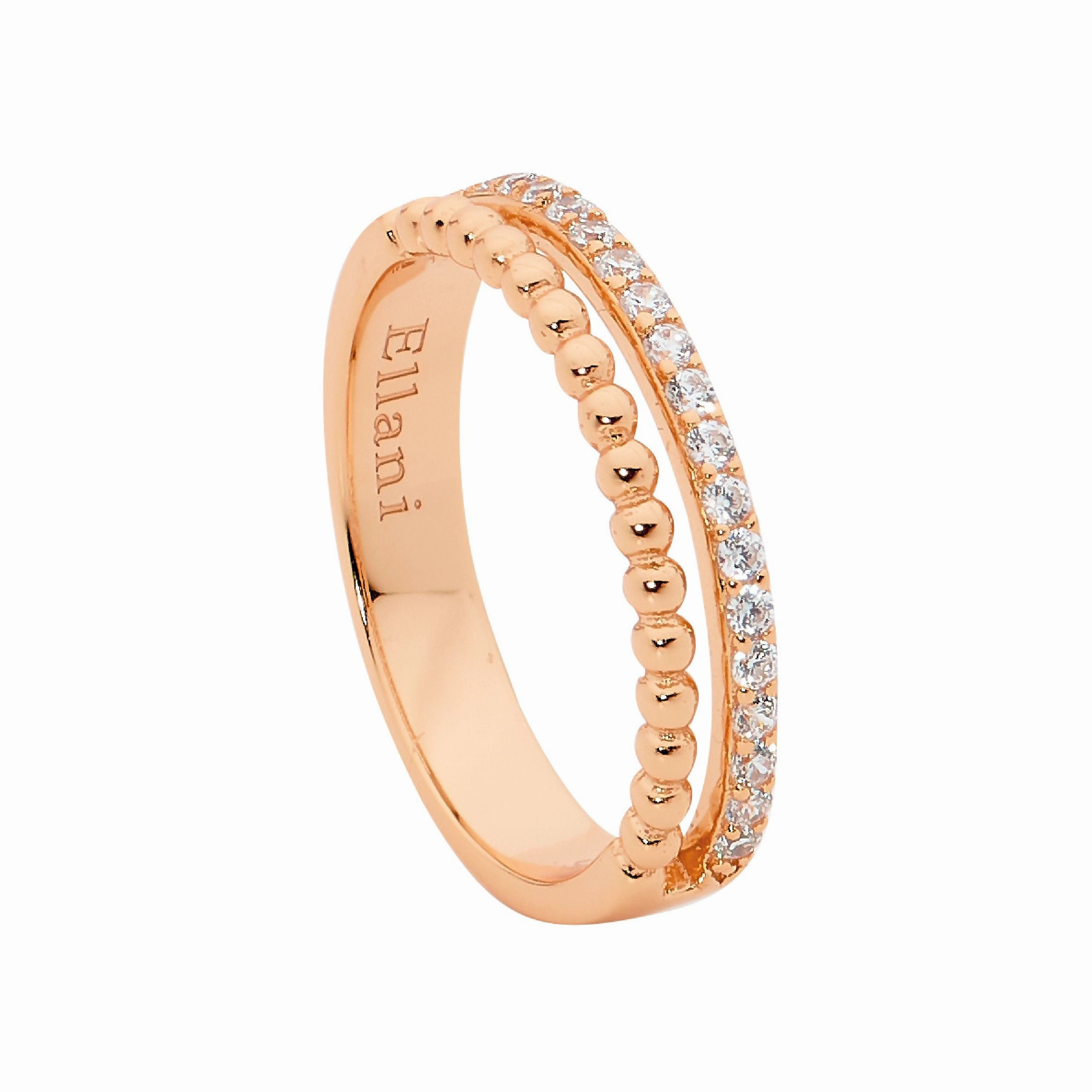 Ring - Silver Double Row CZ and Bubble - Different Sizes Available