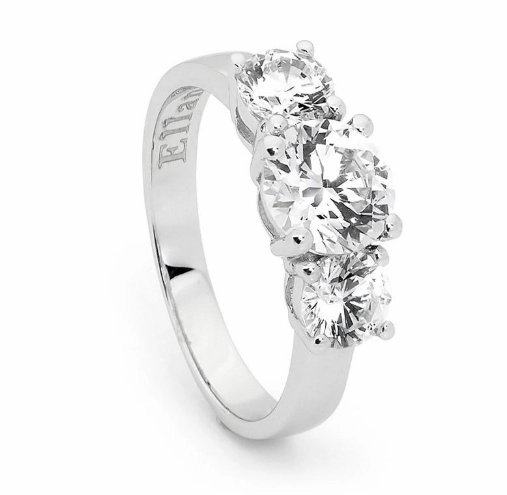 Ring - Triple Round White CZ Claw Set Silver Ring