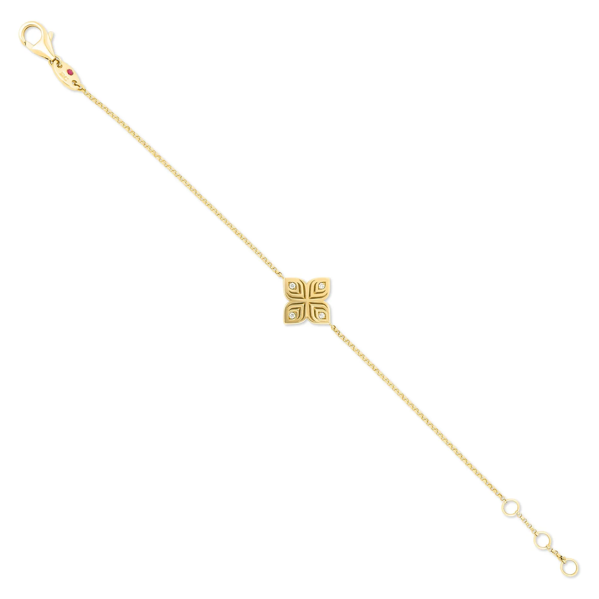 Roberto Coin 18ct Yellow Gold 0.04ct Diamond Arabesque Flower Bracelet