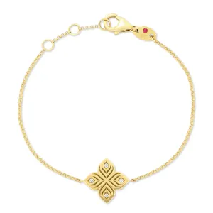 Roberto Coin 18ct Yellow Gold 0.04ct Diamond Arabesque Flower Bracelet