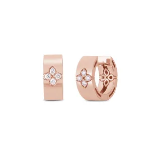 Roberto Coin Love in Verona 18ct Rose Gold Diamond Large Hoop Earrings