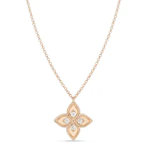 Roberto Coin Princess 18ct Rose Gold Diamond Pendant Necklace D