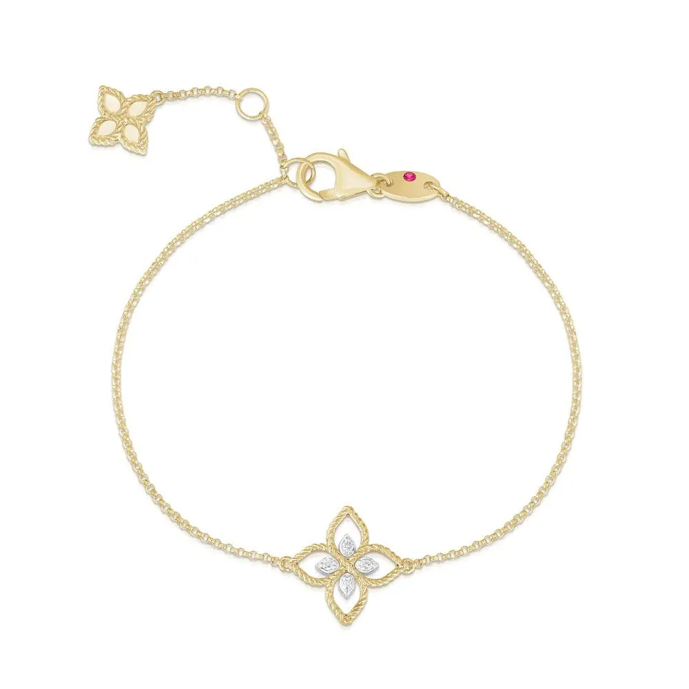 Roberto Coin Princess Flower 18ct Yellow Gold Diamond Bracelet