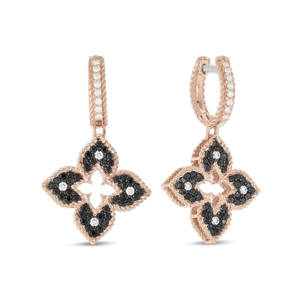 Roberto Coin Venetian Princess 18ct Rose Gold Black Diamond Drop Earrings