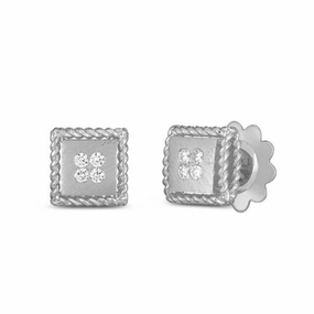 Roberto Coin Palazzo Ducale 18ct White Gold Diamond Stud Earrings D
