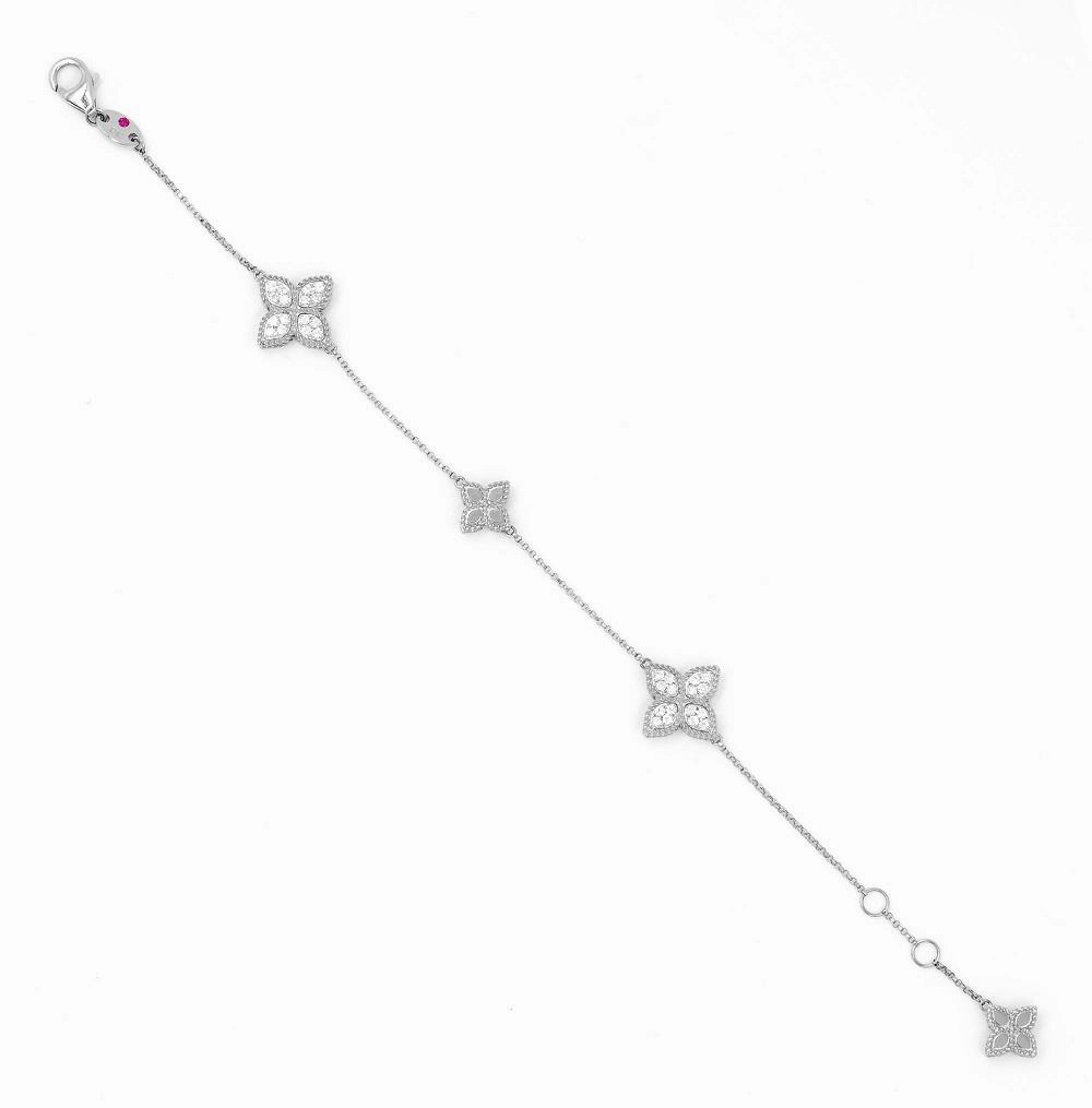 Roberto Coin Princess Flower 18ct White Gold Diamond Bracelet